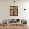 Image de Salon de jardin 8 pcs avec coussins Bois de pin massif