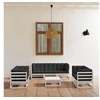 Image de Gris salon de jardin modulable bois massif 8 pieces 70 x 70 x 67 8 personnes