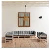 Image de Salon de jardin modulable 8 pieces gris 8 personnes 70 x 70 x 67 cm bois massif