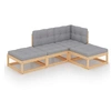 Image de Salon de jardin modulable bois massif gris 4 pieces 70 x 70 x 67 cm 4 personnes