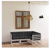 Image de Salon de jardin modulable 4 personnes bois massif 4 pieces 70 x 70 x 67 cm gris