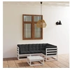 Image de Salon de jardin modulable gris 5 pieces bois massif 70 x 70 x 67 cm 5 personnes