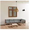 Image de Salon de jardin modulable gris 6 personnes bois massif 70 x 70 x 67 cm 6 pieces