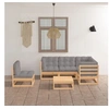 Image de Salon de jardin modulable 6 pieces bois massif 6 personnes 70 x 70 x 67 cm gris