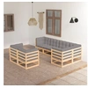 Image de Salon de jardin 7 pcs avec coussins Bois de pin massif