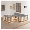 Image de Gris 8 personnes salon de jardin modulable 8 pieces 70 x 70 x 67 bois massif