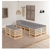 Image de Salon de jardin modulable bois massif gris 3 pieces 8 personnes
