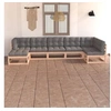Image de Salon de jardin 7 pcs avec coussins Bois de pin massif