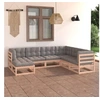 Image de Salon de jardin 7 pcs avec coussins Bois de pin massif