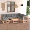 Image de Salon de jardin modulable bois massif gris 8 pieces 70.0 x 70 x 30 7 personnes