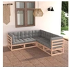 Image de Salon de jardin 5 pcs avec coussins Bois de pin massif