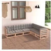 Image de Salon de jardin 6 pcs avec coussins Bois de pin massif