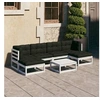 Image de Salon de jardin gris bois massif 7 pieces x 70.0 cm 7 personnes