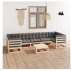 Image de Salon de jardin bois massif 8 personnes 8 pieces 70 x 70 x 67 cm gris