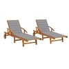Image de Chaises longues 2 pcs avec coussins Bois d'acacia solide3077331