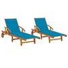 Image de Chaises longues lot de 2 avec coussins Bois d'acacia solide3077334