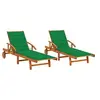Image de Chaises longues lot de 2 avec coussins Bois d'acacia solide3077335