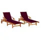 Image de Chaises longues lot de 2 avec coussins Bois d'acacia solide3077339