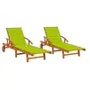Image de Chaises longues lot de 2 avec coussins Bois d'acacia solide3077341