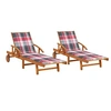 Image de Chaises longues lot de 2 avec coussins Bois d acacia solide