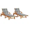 Image de Chaises longues lot de 2 avec coussins Bois d acacia solide