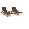 Image de Chaises longues lot de 2 avec table et coussins Acacia solide3077345