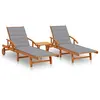 Image de Chaises longues lot de 2 avec table et coussins Acacia solide