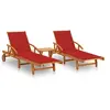 Image de Chaises longues lot de 2 avec table et coussins Acacia solide