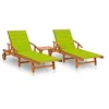 Image de Chaises longues lot de 2 avec table et coussins Acacia solide