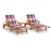 Image de Chaises longues lot de 2 avec table et coussins Acacia solide3077358