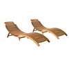 Image de Lot de 2 chaise longue L. 55 cm bois en acacia H. 64 cm pliable