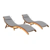Image de Chaises longues lot de 2 avec coussins Bois d acacia solide