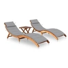 Image de Chaises longues lot de 2 avec table et coussins Acacia solide