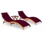Image de Chaises longues lot de 2 avec table et coussins Acacia solide