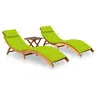 Image de Chaises longues lot de 2 avec table et coussins Acacia solide