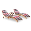 Image de Chaises longues lot de 2 avec table et coussins Acacia solide