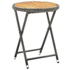 Image de Table à thé Gris 60 cm Résine tressée et bois d acacia solide