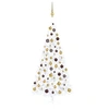 Image de Demi arbre de Noël artificiel pré éclairé et boules blanc 210cm