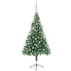 Image de Arbre de Noël Artificiel Pré-éclairé/Boules, Sapin de Noël avec LED, Décoration de Vacances, Ornement de Fête Intérieur Extérieur, 150 cm 380