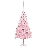 Image de Arbre de Noël Artificiel Pré-éclairé et Boules, Sapin de Noël avec LED, Décoration de Vacances, Ornement de Fête Intérieur Extérieur, Rose 120 cm PVC