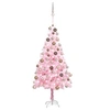 Image de Arbre de Noël Artificiel Pré-éclairé et Boules, Sapin de Noël avec LED, Décoration de Vacances, Ornement de Fête Intérieur Extérieur, Rose 180 cm PVC