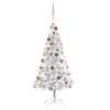 Image de Arbre de Noël artificiel pré-éclairé/boules argenté 120 cm PET