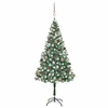 Image de Arbre de Noël Artificiel Pré-éclairé/Boules Pommes de Pin, Sapin de Noël avec LED, Décoration de Vacances, Ornement de Fête Intérieur Extérieur,