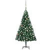 Image de Arbre de Noël Artificiel Pré-éclairé et Boules, Sapin de Noël avec LED, Décoration de Vacances, Ornement de Fête Intérieur Extérieur, Vert 120 cm PVC
