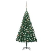 Image de Arbre de Noël Artificiel Pré-éclairé et Boules, Sapin de Noël avec LED, Décoration de Vacances, Ornement de Fête Intérieur Extérieur, Vert 150 cm PVC