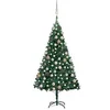 Image de Arbre de Noël Artificiel Pré-éclairé et Boules, Sapin de Noël avec LED, Décoration de Vacances, Ornement de Fête Intérieur Extérieur, Vert 180 cm PVC