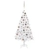 Image de Arbre de Noël Artificiel Pré-éclairé et Boules, Sapin de Noël avec LED, Décoration de Vacances, Ornement de Fête Intérieur Extérieur, Blanc 120 cm
