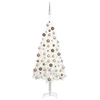 Image de Arbre de Noël Artificiel Pré-éclairé et Boules, Sapin de Noël avec LED, Décoration de Vacances, Ornement de Fête Intérieur Extérieur, Blanc 120 cm