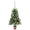 Image de Arbre de Noël Artificiel Pré-éclairé et Boules, Sapin de Noël avec LED, Décoration de Vacances, Ornement de Fête Intérieur Extérieur, 90 cm Vert