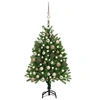 Image de Arbre de Noël Artificiel Pré-éclairé et Boules, Sapin de Noël avec LED, Décoration de Vacances, Ornement de Fête Intérieur Extérieur, 120 cm Vert